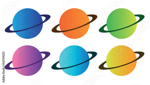 Gradient Planets Set Vector Illustration