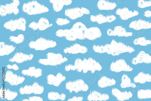 clouds in the sky drawing background backdrop wallpaper painting brush strokes blue white kids children illustration simple minimalistic pattern