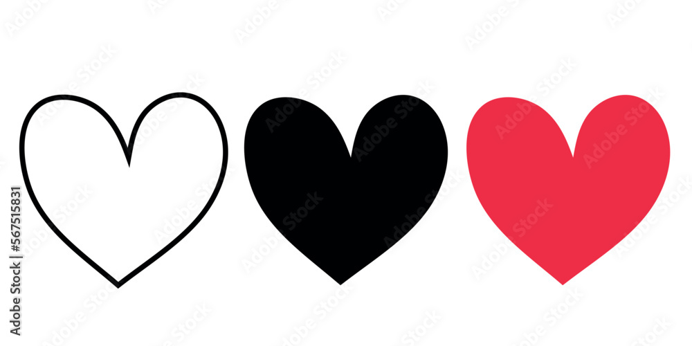 Heart heart collection, love symbol icon set illustrations, love symbol vector.