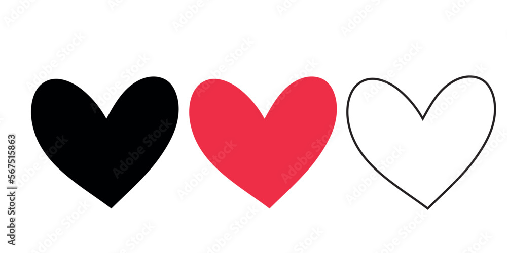 Obraz premium Heart heart collection, love symbol icon set illustrations, love symbol vector.