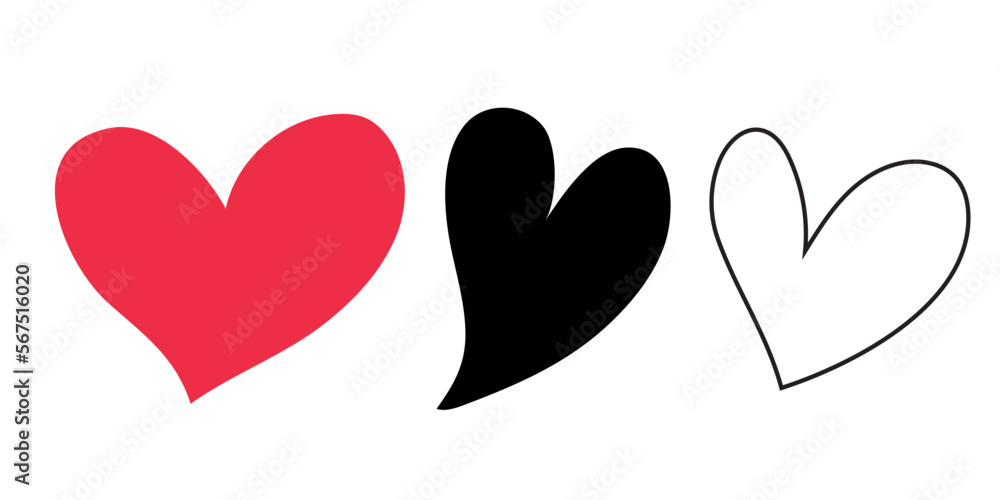 Heart heart collection, love symbol icon set illustrations, love symbol vector.