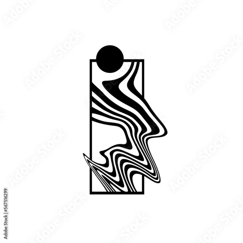Hypnotic optical vector illustration. Abstract multidimensional waves, rectangle and a circle.