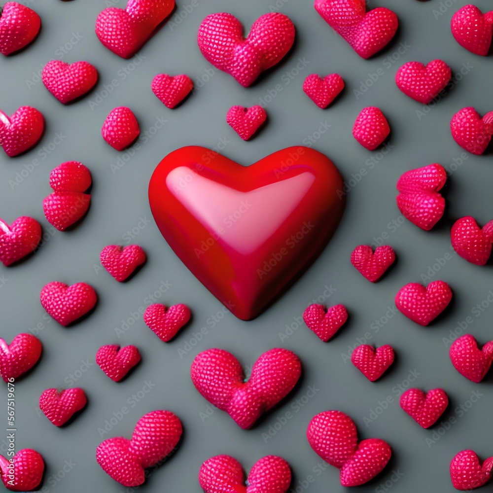 Heart-shaped candy. Valentine's day. Generative AI