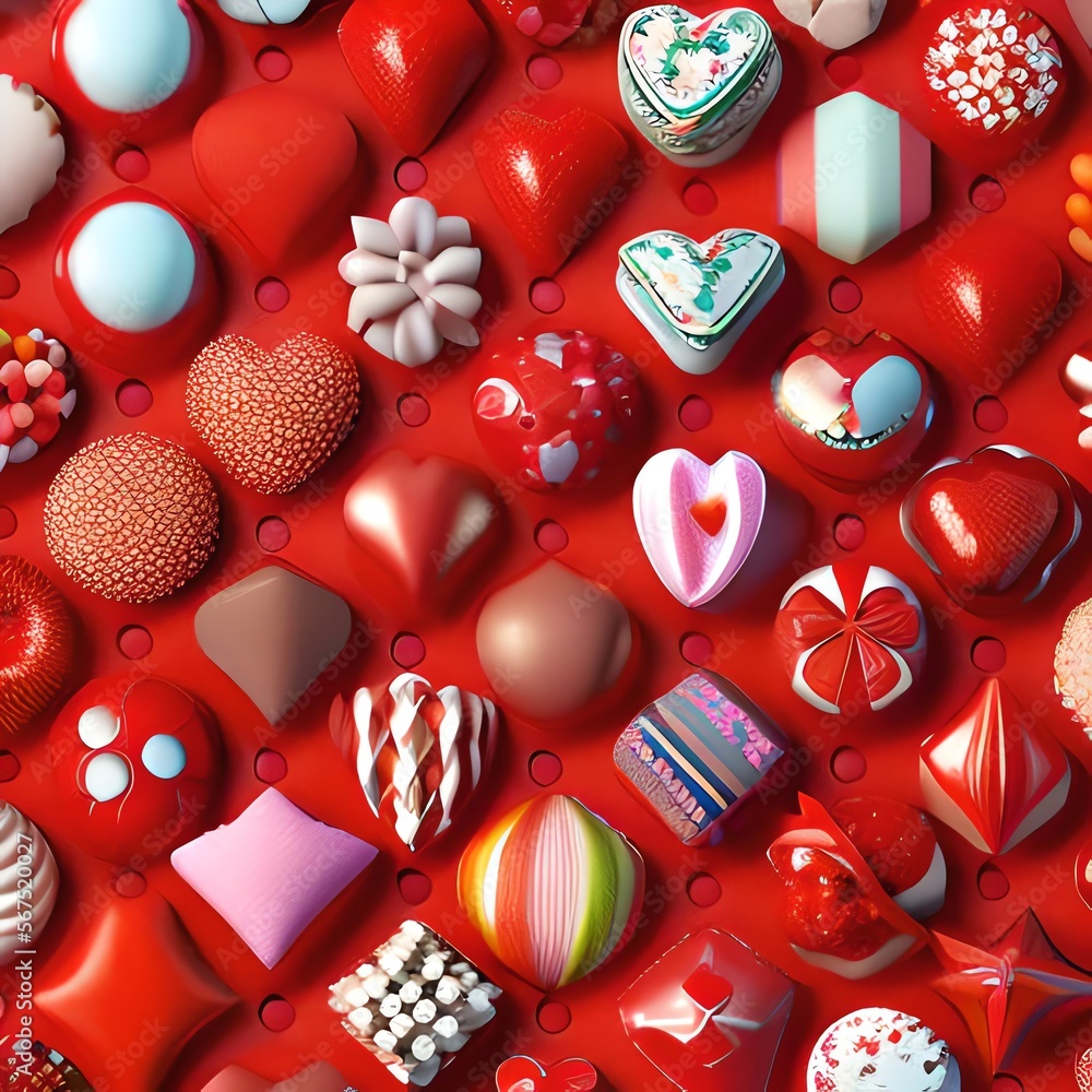 Heart-shaped candy. Valentine's day. Generative AI Heart-shaped candy. Valentine's day. Generative AI