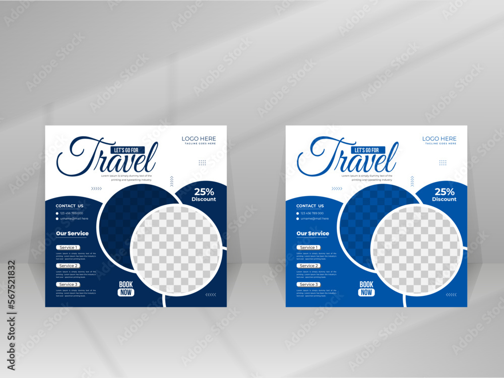 Travel Agency Social Media Discount Post Design Banner, Square Tour Flyer Template Travel Agency Social Media Discount Post Design Banner, Square Tour Flyer Template