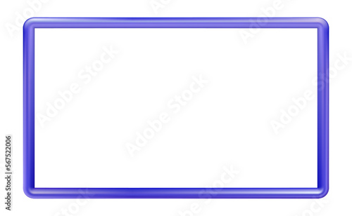 blue plastic frame, volumetric. Multi-colored edging for photos and presentations, design. Png