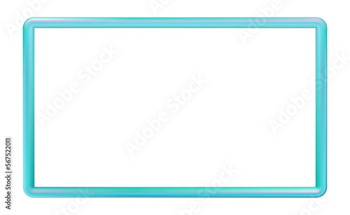 light blue plastic frame, volumetric. Multi-colored edging for photos and presentations, design. Png