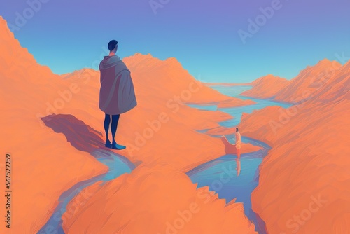 The Surreal Artistic Path to Inner Serenity and Tranquility through the Beauty of Gradients and Pastel Colors in Digital Art photo