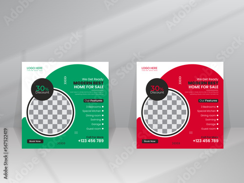 Real estate Luxury home sale Social media marketing flyer web banner template