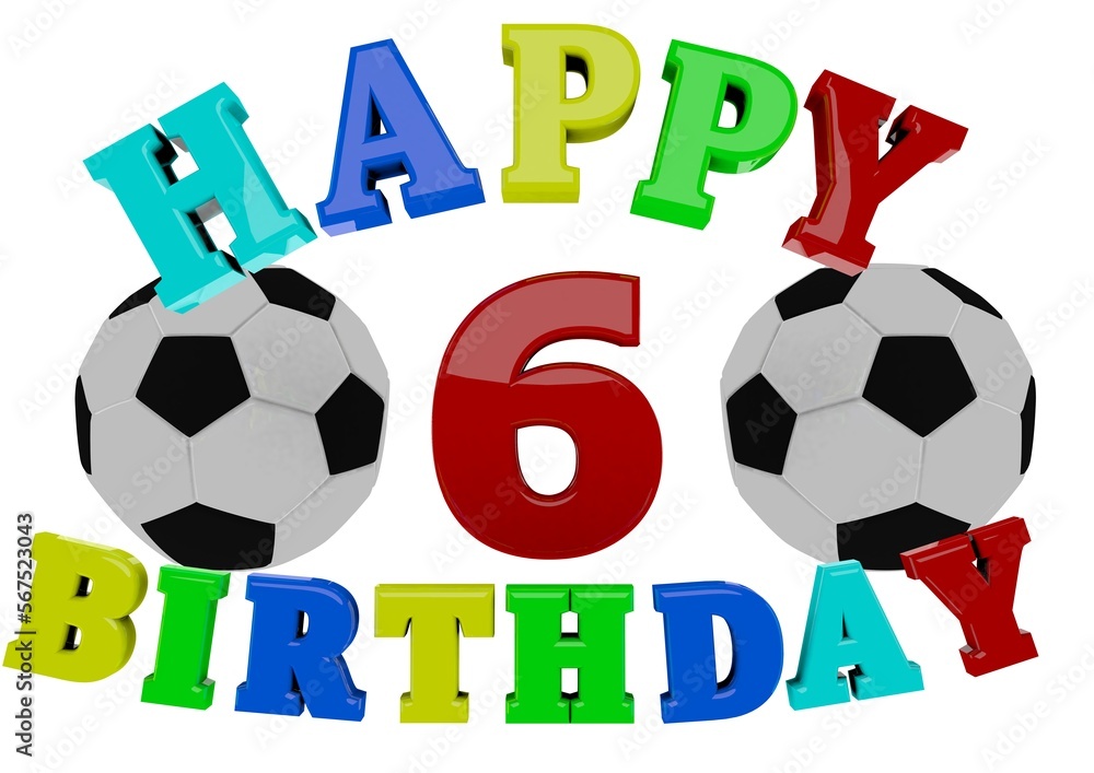 Obraz premium 3D Rendering Happy Birthday with Football and a number