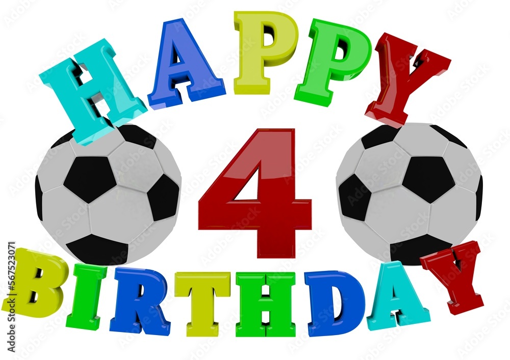 Obraz premium 3D Rendering Happy Birthday with Football and a number