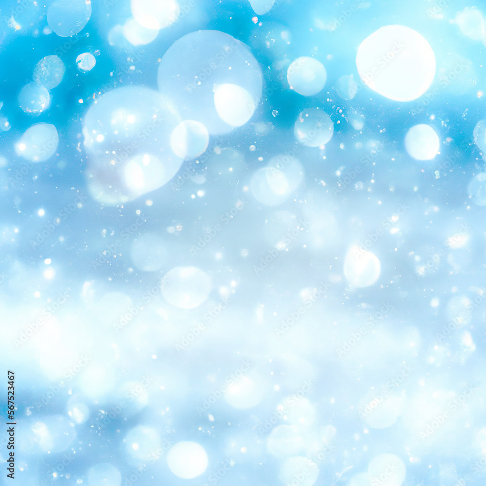 Winter Magic - Blurred Blue Bokeh with Falling Snow