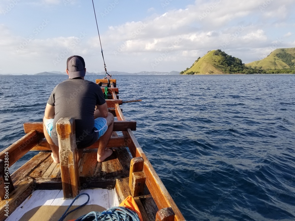 Traditional Indonesian phinisi boat in Komodo National Park