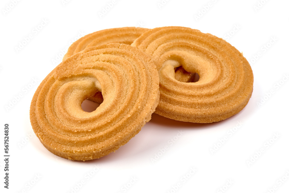 Crispy shortbread cookies, isolated on white background. High resolution image. Crispy shortbread cookies, isolated on white background. High resolution image.