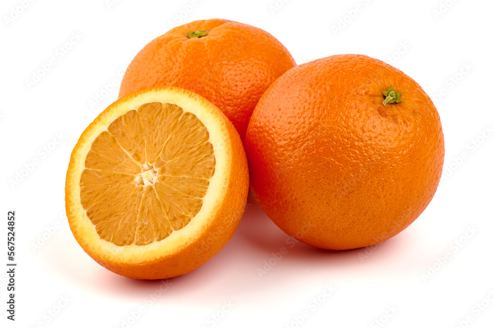 Oranges, isolated on white background. Oranges, isolated on white background.
