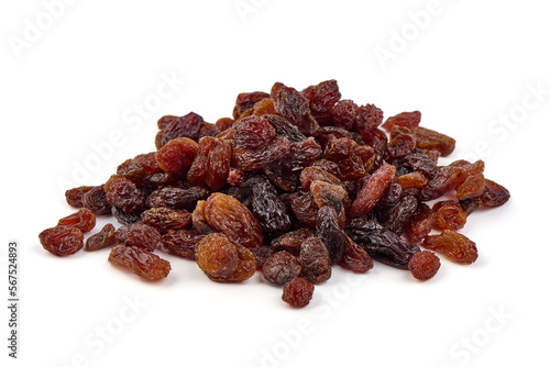 Raisins, isolated on white background.