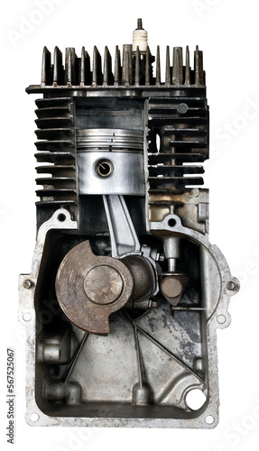 Photos Cross -section of a small single -hexled internal combustion engine