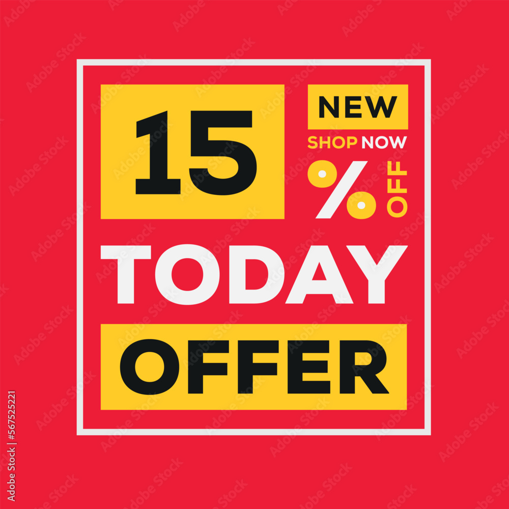 15% OFF Sale Discount, Today offer, Shop Now.