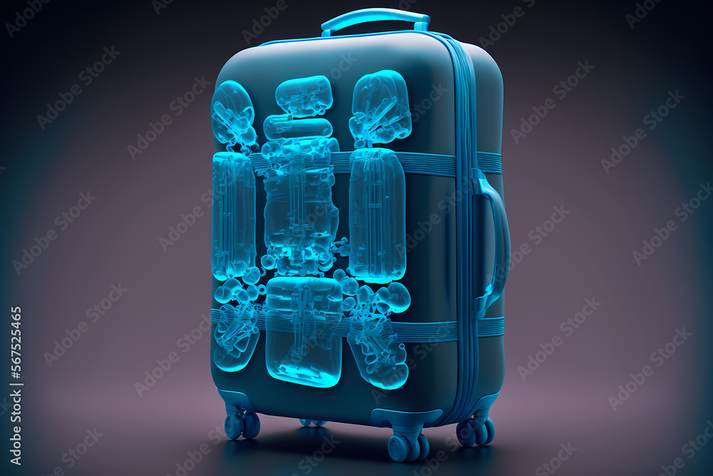 Security xray scan of bag with smuggling capsules drugs in airport