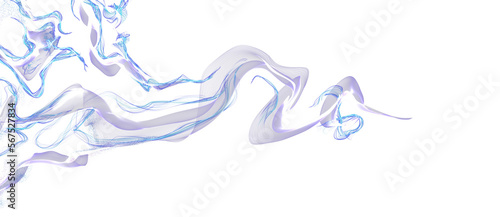 Digital art technology smoke streaks in black background. Abstract blue and violet dynamic lines transparent dark composition. Neon glowing hi-tech futuristic image. png