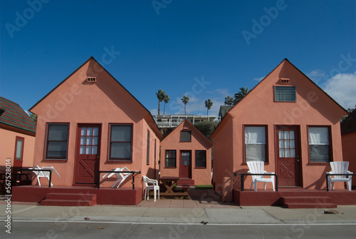 tiny beach cottages in Oceanside California Fototapet