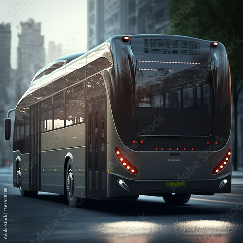 bus on the street created with Generative AI technology