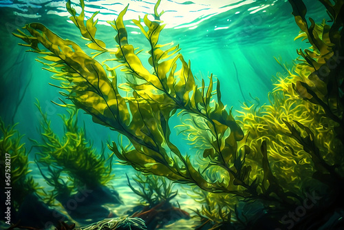 Fotografia seaweed in shallow ocean water