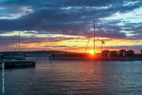 Hano Island, entrance to port, sunset photo