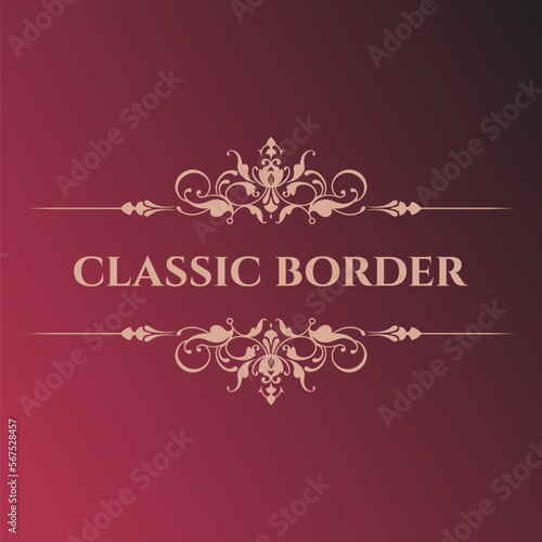 Classic border. Elegant floral decor. Decorative retro frame.