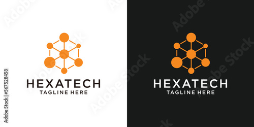 logo design hexagon with tech style modern connection