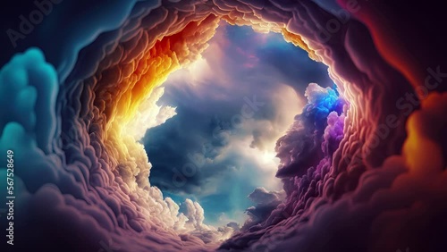Cinemagraph twirl of colorful clouds in the sky, ai generated
