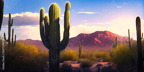 Desert Arizona landscape - a bright, hot, and sunny afternoon in the American southwest - generative AI