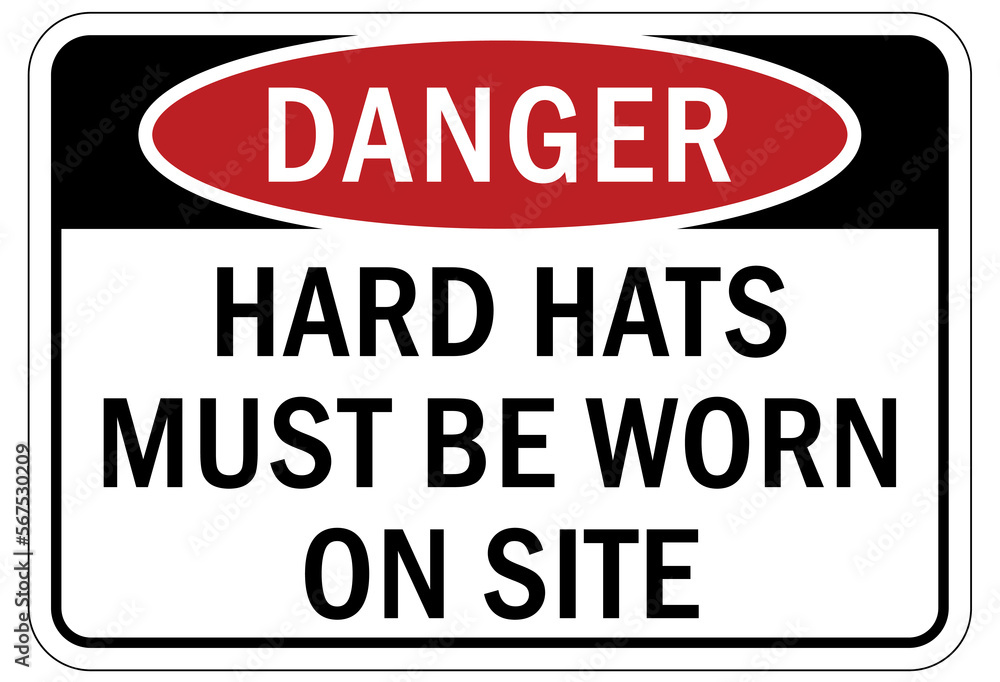 Protective equipment sign hard hat must be worn on site