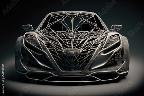 Future looking concept of current automotive technology (wireframe frontal intersection). Generative AI
