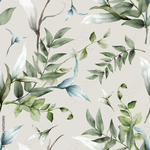 luxury watercolor leaves seamless pattern design