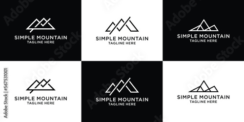 logo design simple mountain set template