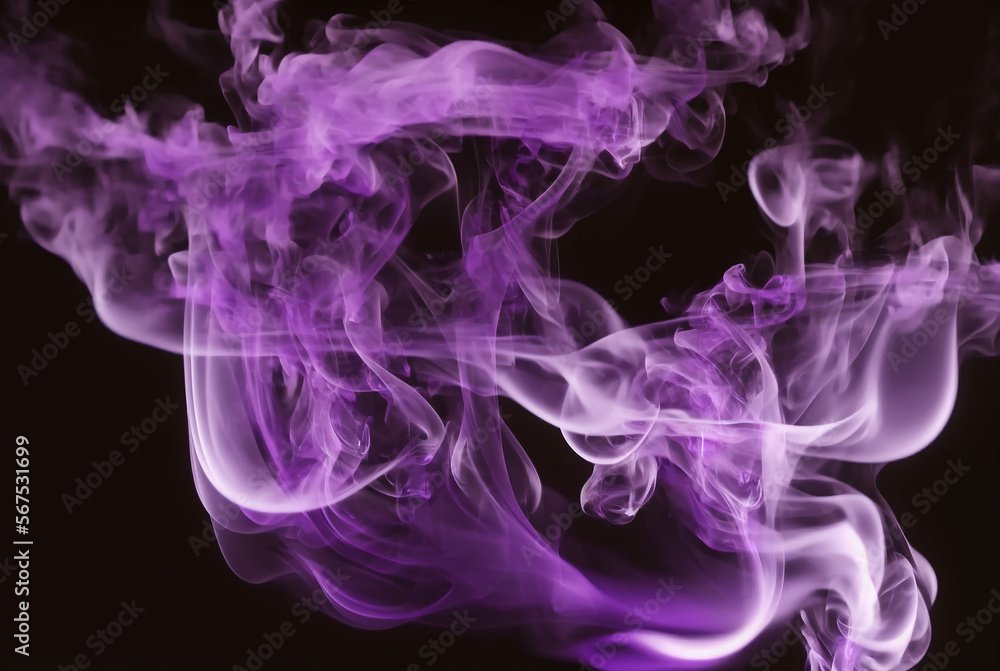 Moving violet flames and smoke on a white background. Illustration Generative AI Moving violet flames and smoke on a white background. Illustration Generative AI