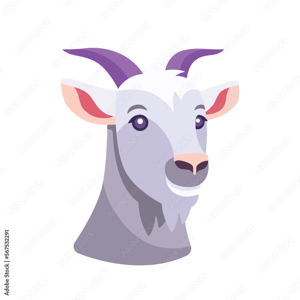 Cute goat vector flat illustration isolated on white background. goat cartoon design character. Farm milk logo. Cute goat vector flat illustration isolated on white background. goat cartoon design character. Farm milk logo.