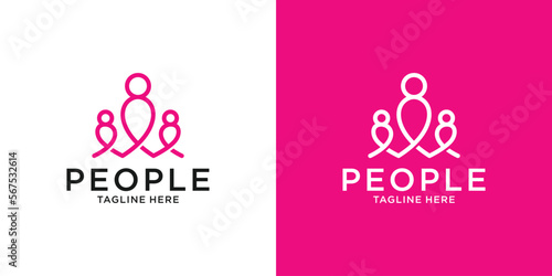 logo design people line simple modern template