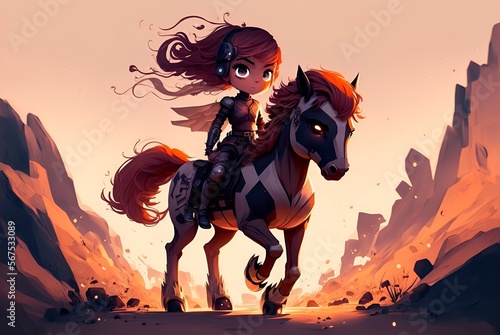 Chibi Female Hero and Her Horse  Chibi  Hero  Horse  Generative AI