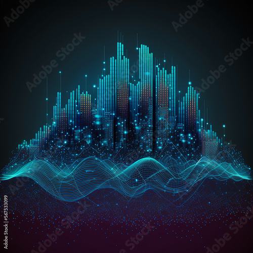 Smart city and, polygon pattern connection with speed line light, technology ...