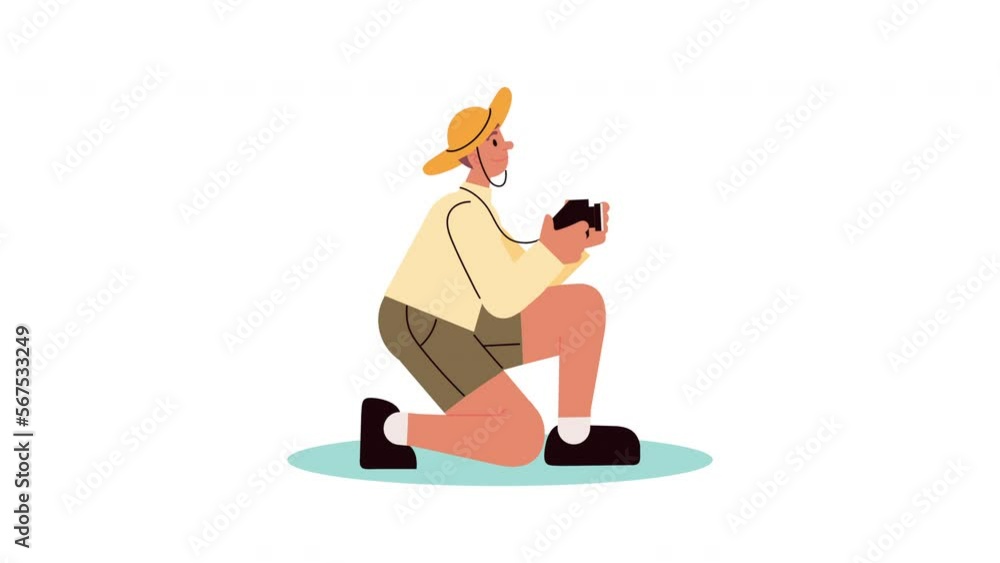 male traveler with camera character animation male traveler with camera character animation