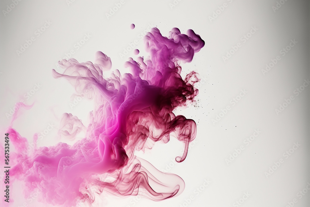 Fototapeta premium Moving pink flames and smoke on a white background. Illustration Generative AI