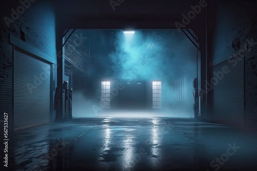 Misty Blue Room  Concrete  Industrial  Mood lighting  Background