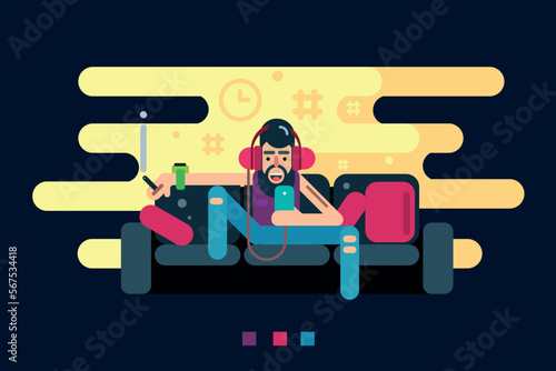 man listening to music