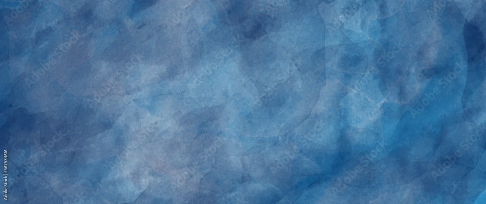 Naklejka premium Blue watercolor vector art background for cards, flyer, poster and cover design. Hand drawn illustration for your design. Blue watercolour texture. Grunge backdrop.