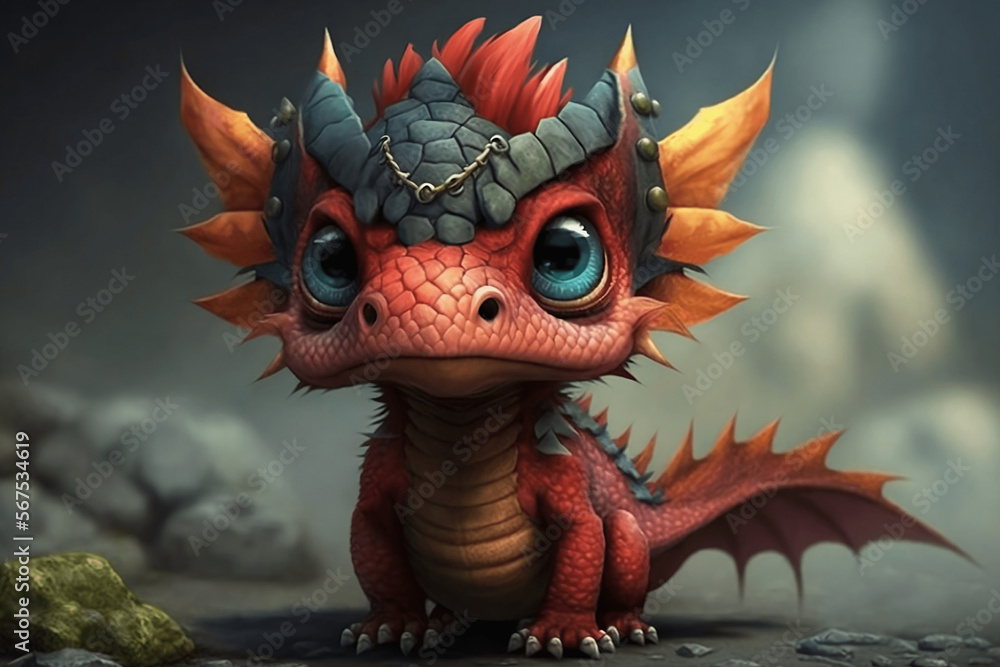 Cute Dragon Cartoon Mascot - Dragon Character - Generative AI Cute Dragon Cartoon Mascot - Dragon Character - Generative AI