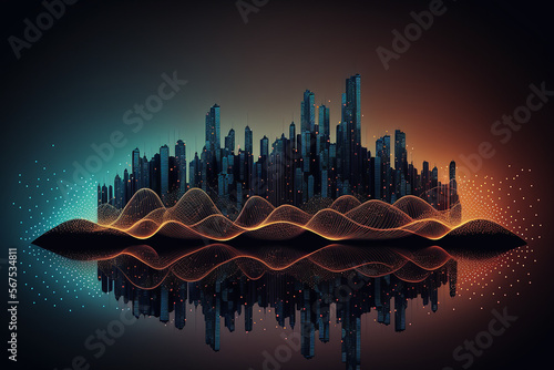 Smart city and, polygon pattern connection with speed line light, technology ...