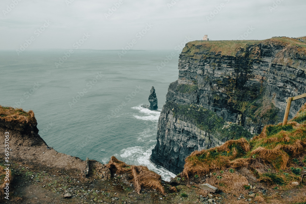 Majestic cliffs of Moher on a gloomy day, creative edit, Ireland