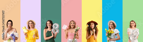 Set of beautiful women with...